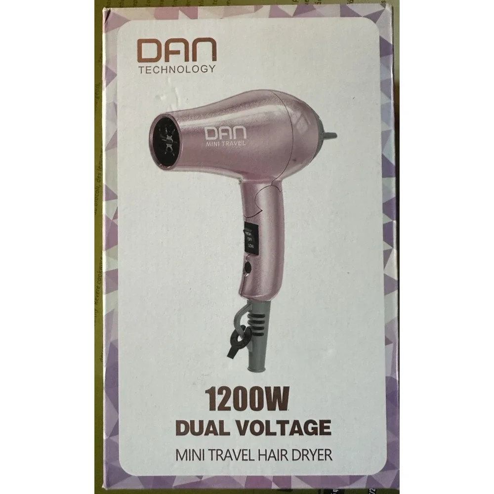 Travel Dual Voltage Hairdryer, Pink, Mini Blow Dryer w. Concentrator NIB